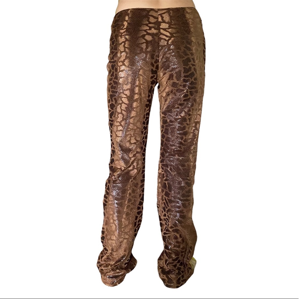 Giraffe? print velvet brown pants (MADE IN USA)